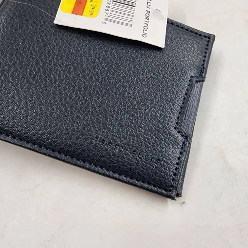 Perry Ellis Portfolio Saffiano Pebble Bifold Wallet Men's One Size - Black